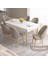 Concept Roz Serisi 80X132 Mdf Beyaz Mutfak Masası Takımı Beyaz Kafesli 6 Sandalye Gold Halkalı 1