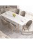 Concept Roz Serisi 80X132 Mdf Beyaz Mutfak Masası Takımı Beyaz Kafesli 6 Sandalye Gold Halkalı 2