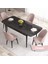 Concept Roz Serisi 80X132 Mdf Açılabilir Siyah Mermer Desen Mutfak Masası Takımı 4 Sandalye Gold Halkalı 2