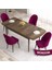 Concept Roz Serisi 80X132 Mdf Açılabilir Barok Ahşap Desen 4 Sandalye Gold Halkalı 2
