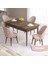 Concept Roz Serisi 80X132 Mdf Açılabilir Barok Ahşap Desen 4 Sandalye Gold Halkalı 1