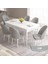 Concept Roz Serisi 80X132 Mdf Açılabilir Beyaz Mutfak Masası Takımı 6 Sandalye Gold Halkalı 1