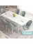 Concept Roz Serisi 80X132 Mdf Açılabilir Beyaz Mutfak Masası Takımı 6 Sandalye Gold Halkalı 2