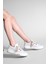 Kadın Yüksek Taban Sneaker Keten Kumaş Bağcıklı Spor Ayakkabı Hesna Gri 6