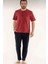 Erkek Modal Kısakollu Pijama TAKIMI-1244-BORDO 1