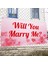 Evlilik Teklifi Will You Marry Me Pembe Kalpli Afiş Pankart 1