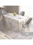 Concept Roz Serisi 80X132 Mdf Beyaz Mutfak Masası Takımı Beyaz Kafesli 4 Sandalye Gold Halkalı 1