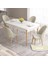 Concept Roz Serisi 80X132 Mdf Beyaz Mutfak Masası Takımı Beyaz Kafesli 4 Sandalye Gold Halkalı 5