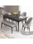 Concept Roz Serisi 80X132 Mdf Açılabilir Siyah Mermer Desen Mutfak Masası Takımı 4 Sandalye 1 Bench 1
