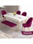 Concept Roz Serisi 80X132 Mdf Beyaz Mutfak Masası Takımı Beyaz Kafesli 4 Sandalye 1 Bench 1