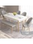 Concept Roz Serisi 80X132 Mdf Beyaz Mutfak Masası Takımı Beyaz Kafesli 4 Sandalye 1 Bench 1