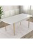 Concept Roz Serisi 80X132 Mdf Beyaz Mutfak Masası Takımı Beyaz Kafesli 4 Sandalye 1 Bench 4