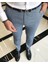 italyan kesim slim fit balıksırtı desen erkek pantolon mavi T9460 2