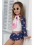 Trend Flamingo Desenli Güneş Koruma Uzun Kol Crop Üst Mini Etek Bikini Altı Fırfırlı Bikini Takımı 2