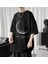 Crescent Saturn Baskılı Siyah Oversize T-Shirt 3