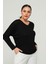 Kadın Büyük Beden Sırt Halka Detaylı Siyah Bluz 2