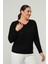 Kadın Büyük Beden Sırt Halka Detaylı Siyah Bluz 3
