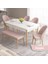 Concept Roz Serisi 80X132 Mdf Beyaz Mutfak Masası Takımı Beyaz Kafesli 4 Sandalye 1 Bench 2