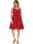 Askılı Vual Kırmızı Kısa Elbise 4