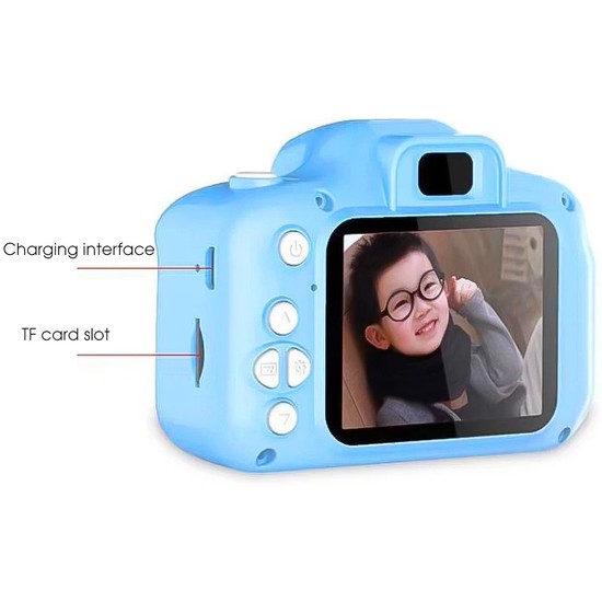 Çocuklar İçin Mini Hd 1080P Dijital Fotoğraf Makinesi - Oyun Yüklü Açık Mavi