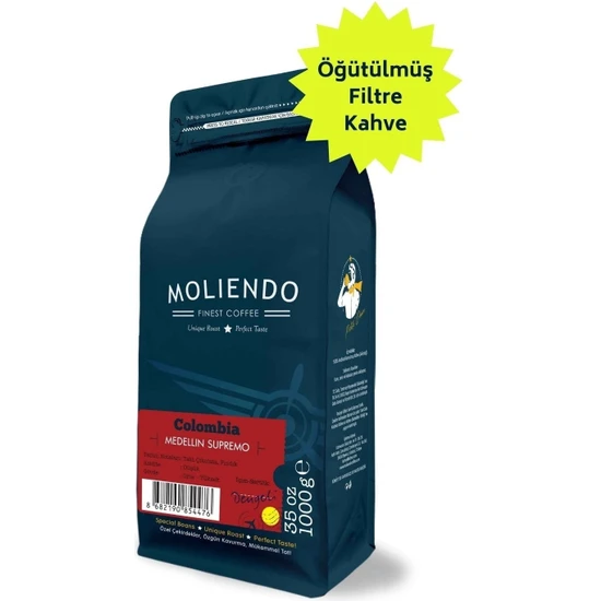 Moliendo Finest Coffee Moliendo Colombia Medellin Supremo Yöresel Kahve ( Öğütülmüş Filtre Kahve ) 1000 g.