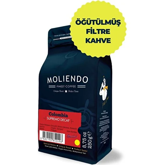 Moliendo Colombia Supremo Decaf  (Kafeinsiz) Yöresel Kahve (Öğütülmüş Filtre Kahve) 250 g
