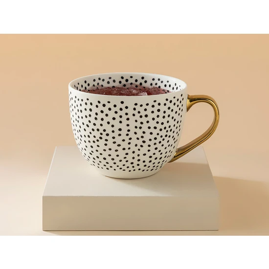 English Home Chic Dots New Bone China Kupa 450 ml Siyah