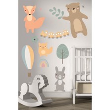 Lizpo Decor Hayvanlar Ailemi Sticker Duvar Çocuk Odası Sticker Dekorasyon
