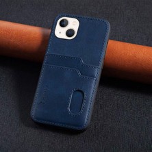 Zebana Apple iPhone 14 Kılıf Zebana Kartlıklı Lüx Deri Kılıf Lacivert
