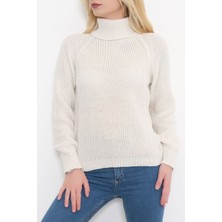 Lurex Balıkçı Yaka Triko Ekru - 8206.1319.