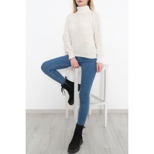 Lurex Balıkçı Yaka Triko Ekru - 8206.1319.