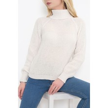 Lurex Balıkçı Yaka Triko Ekru - 8206.1319.