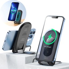 Coofbe Super Şarj 15W Stantlı Katlanabilir Kablosuz Şarj Cihazı Masaüstü Telefon Standı Wireless Kablosuz Şarj