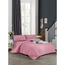 Ely Parker Kolay Ütü 100X200 Tek Kişilik Nevresim Takımı (Gri Lastikli Çarşaf+Yorgan Kılıfı+Y.k) Pembe