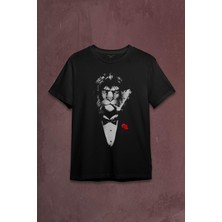 Kendim Seçtim Suit Lion Aslan Takım Elbiseli ve Gül Rose Baskılı Tişört  T-Shirt
