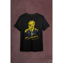 Kendim Seçtim Atatürk  Sarı Lacivert Baskılı Tişört  T-Shirt