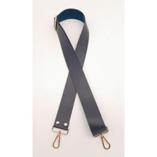 Angel Çanta Aksesuar Suni Deri Lacivert 120X4 cm Çanta Sapı Kalsap Light Gold Metalli