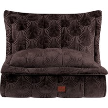Pasıonı - Velvet - Lucianna - Jakar Kadife Mürdüm Çift Kişilik Yatak Örtüsü Takımı