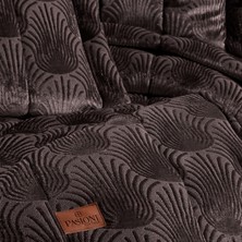 Pasıonı - Velvet - Lucianna - Jakar Kadife Mürdüm Çift Kişilik Yatak Örtüsü Takımı