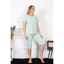 Akbeniz Kadın Büyük Beden Viscon Su Yeşili Kapri Pijama Takım 202193