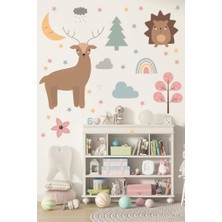 Lizpo Decor Hayvanlar Bulut Yıldız Sticker Duvar Çocuk Odası Sticker Dekorasyon