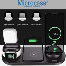 Microcase Akıllı Cep Telefonu Watch-Airpods Için 6in1 Kablosuz Şarj Standı - AL3614