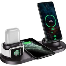 Microcase Akıllı Cep Telefonu Watch-Airpods Için 6in1 Kablosuz Şarj Standı - AL3614