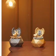 Stone Gift Design Geometrik Saksıda Kişiye Özel Melek  Kanatlı Kokulu Taş Aranjman