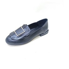 Albini Siyah Deri Kadın Babet Ayakkabı10