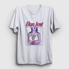 Presmono Unisex Beyaz Wet Bon Jovi T-Shirt