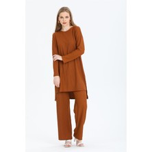 Weppa Kadın Bürümcük Kumaş Tunik-Pantolon Takım Tarçın
