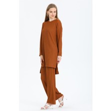 Weppa Kadın Bürümcük Kumaş Tunik-Pantolon Takım Tarçın