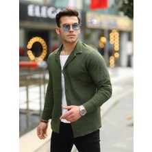 Pobudo Haki Renk Keten Görünümlü Spor Gömlek