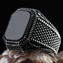 Takıhan 925 Ayar Gümüş Siyah Oniks Taşlı Yüzük